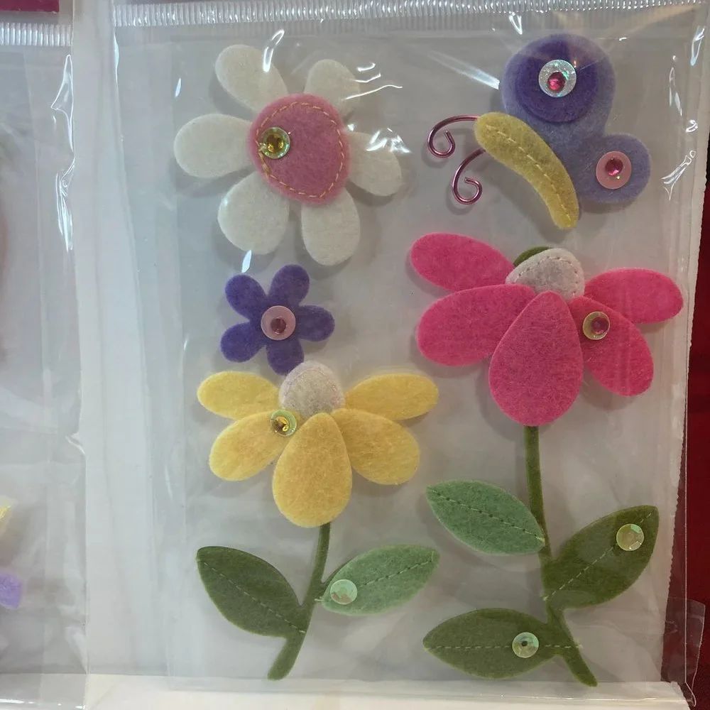 Scrapbook Embellishments Felt Stickers Flowers Pig Sheep Paper Crafts